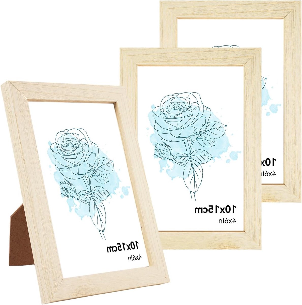 Set van 3 Houten Fotolijsten 10x15cm, Schilderachtige Wanddecoratie voor Collages en Foto's met Acrylglas