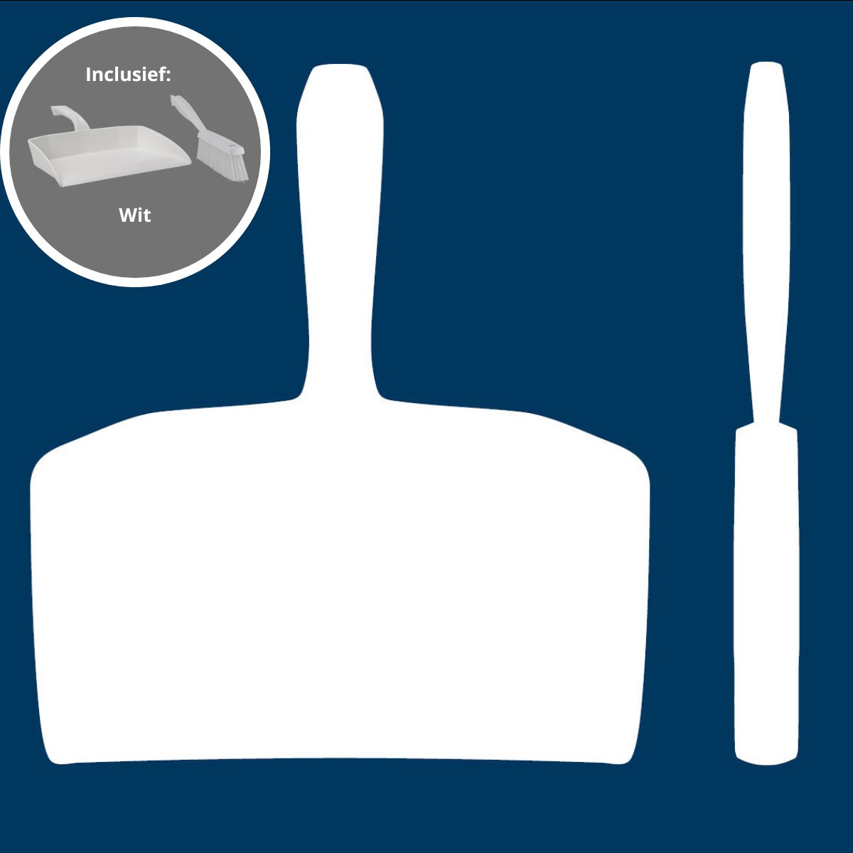 5S Schaduwbord met Vikan Veger en Blik – HACCP Schoonmaakstation – Wit