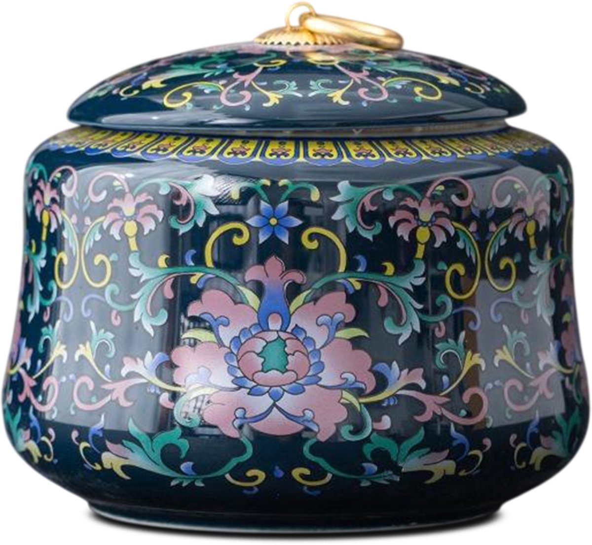 Akerz Mini Urn Keramiek Blauw – 880ML – Handgeschilderde Herinneringsurn voor Mens of Huisdier – Inclusief Beschermzakje – Decoratieve Asurn met Deksel