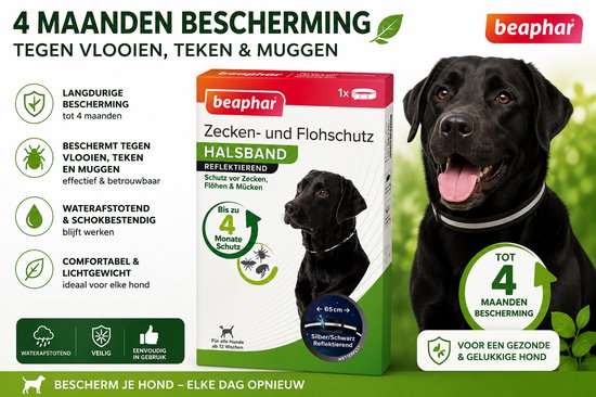 Collier anti-puces réfléchissant Beaphar - Chien - 65 cm
