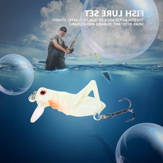 Vijfdelige Vissersset met Zachte Vliegende Grasshopper, Insecten en Aas met 3 Haken voor Baars, Forel en Zalm, Ideaal voor Vissersaccessoires en Hengelsport — afbeelding 4