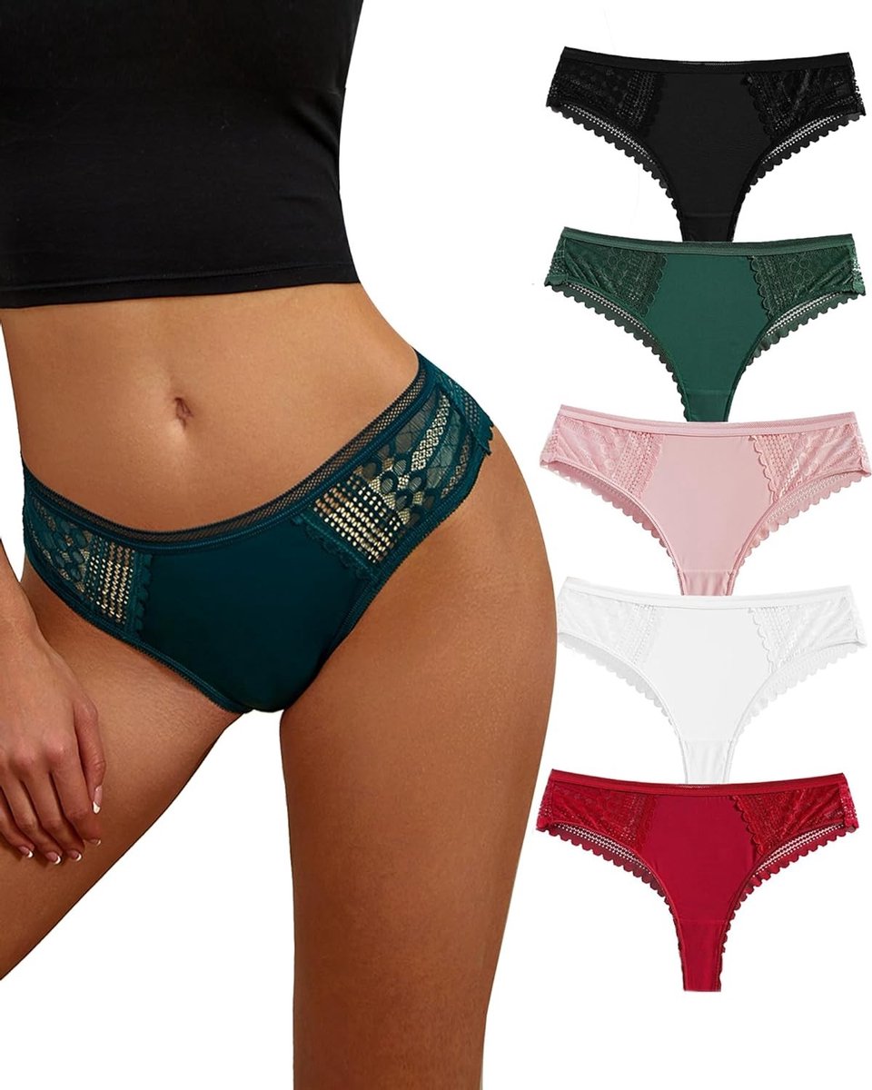 Vrouwelijke Brazilian Briefs met Kant - Sexy Ondergoed, Ademend en Comfortabel - Set van 5 Stuks