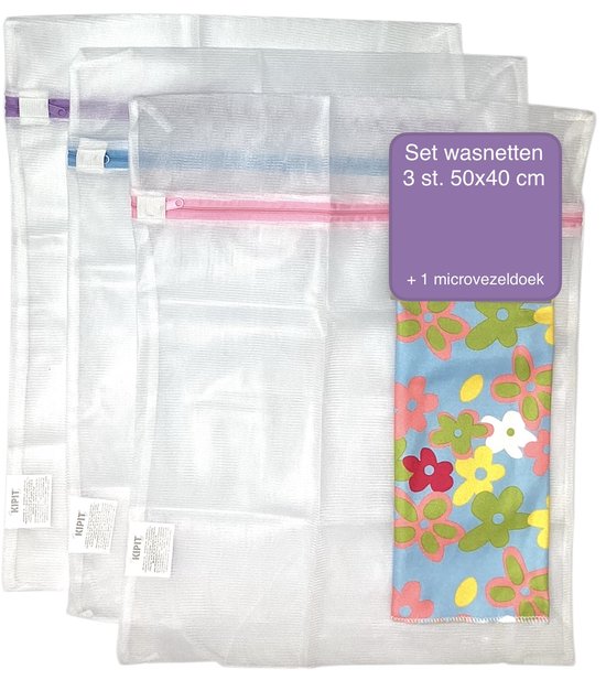 Wasnet met rits – set van 3 – 50 x 40 cm
