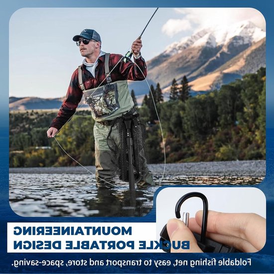 Vouwbaar Schepnet met Rubber, Telescopisch, 90 cm - Ideaal voor Forel, Karper en Snoekbaars Vissen — afbeelding 4