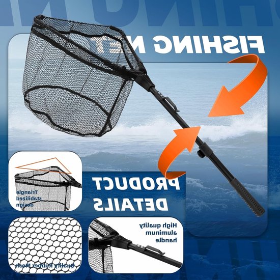 Vouwbaar Schepnet met Rubber, Telescopisch, 90 cm - Ideaal voor Forel, Karper en Snoekbaars Vissen — afbeelding 5