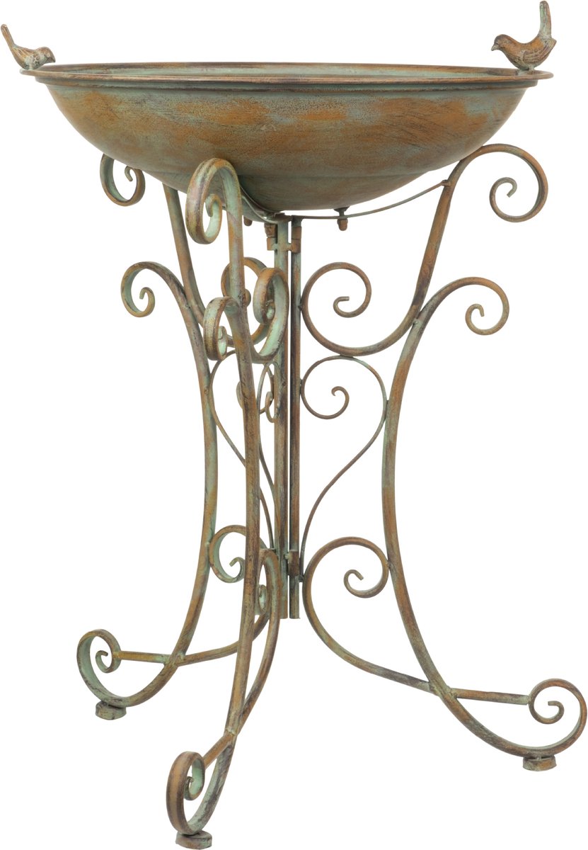 Moritz Vogelbad XL – Antiekgroen Metalen Vogelbad op Voet – 72 cm – Vintage Vogeltränke voor Tuin & Terras