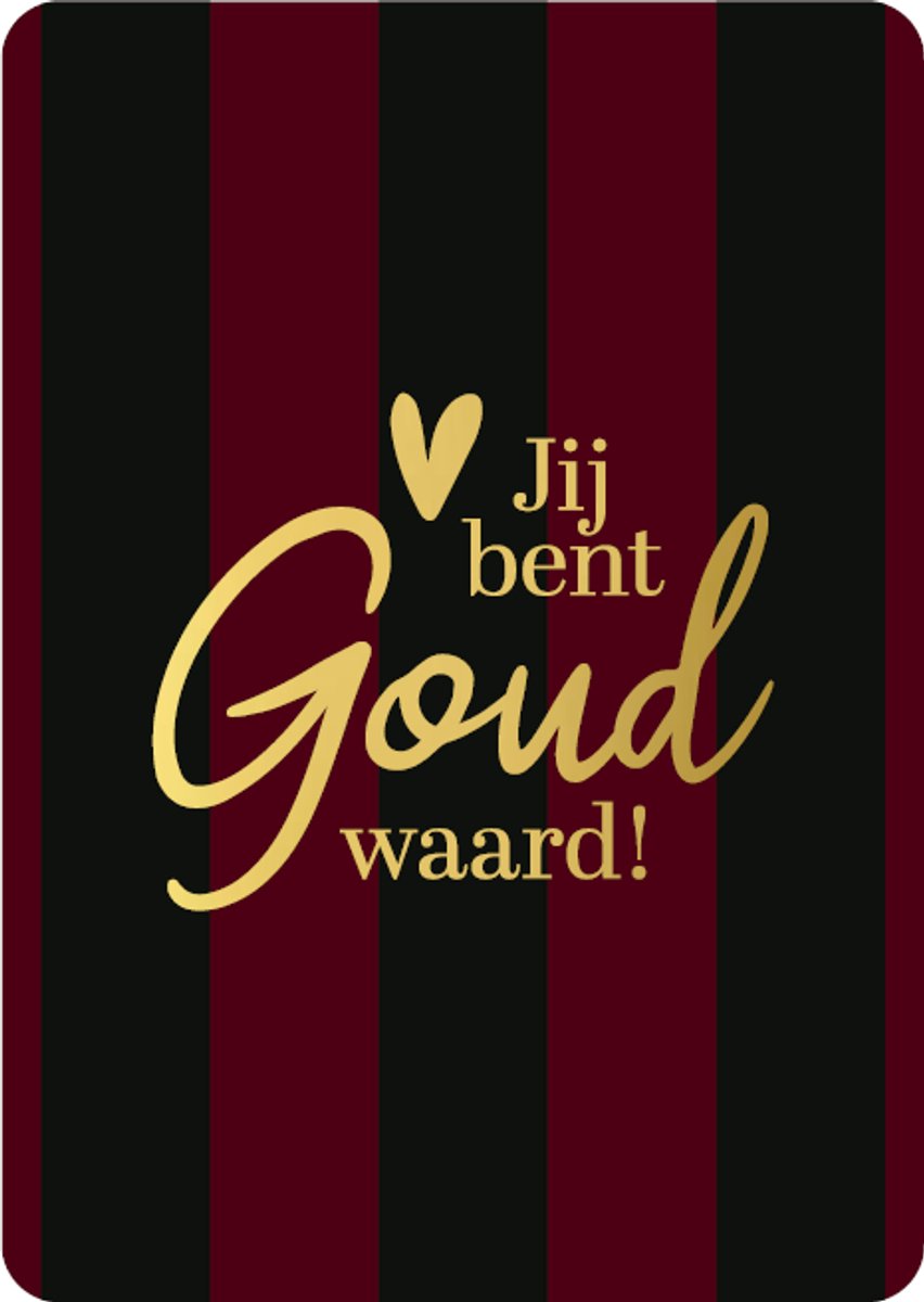 Kaart - Jij bent goud waard - Bedankje - Wenskaart - Topper - Kanjer - Bedankt