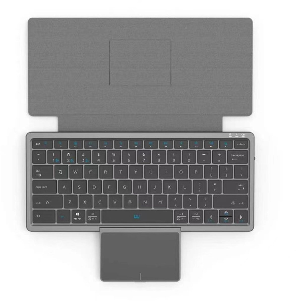Draadloos Opvouwbaar Mini Toetsenbord met Touchpad en PU Leren Houder – Voor Tablet en Laptop