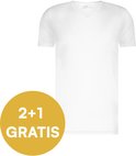 Wit Ten Cate V-hals shirt met korte mouwen. Cirkel met '2+1 GRATIS'.