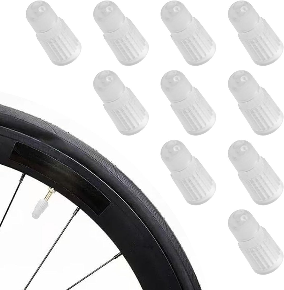 Set van 10 Ventieldoppen voor Fietsen - Franse Tubeless Ventielen, Dunlop Autoventielen en Mountainbike Ventieladapters