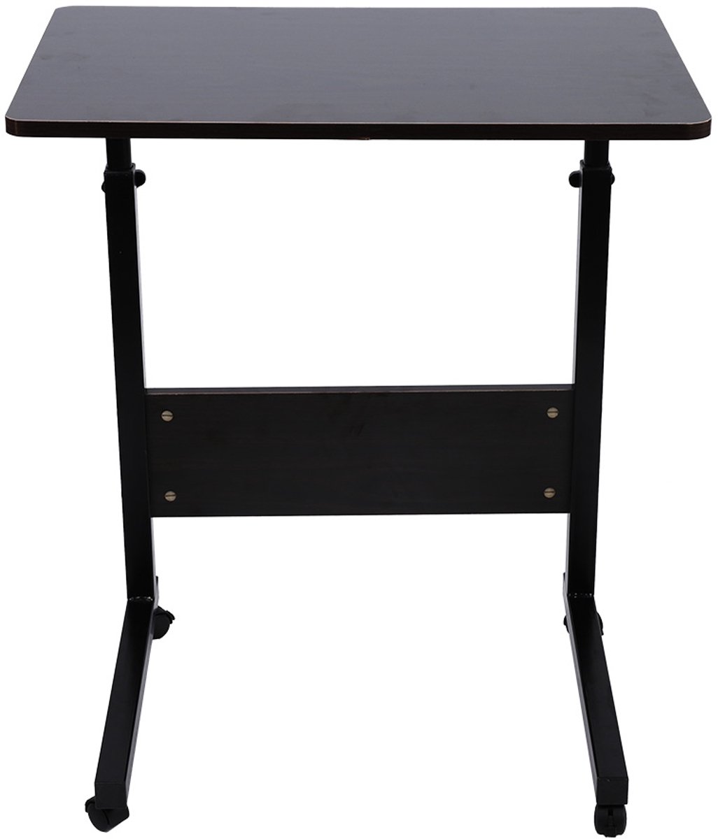Laptoptafel - Bedtafel - Verstelbaar in hoogte & hoek - Banktafel - Laptoptafel op wielen - Inklapbaar - Ergonomisch - Industrieel - Zwart walnoot kleur
