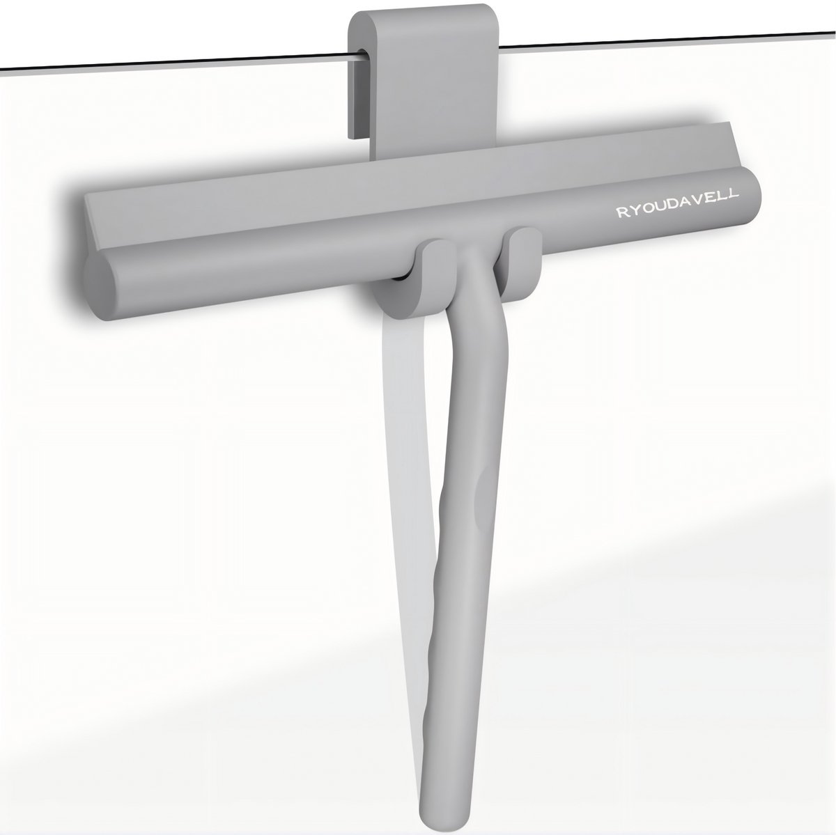 Ryoudavell - Raamwisser met ophanghaak - trekker douche - douchewisser - raamtrekker - douchetrekker - anti slip - douchewisser - Luxe Trekker Douche - Ophanghaak Zonder Boren - Grijs