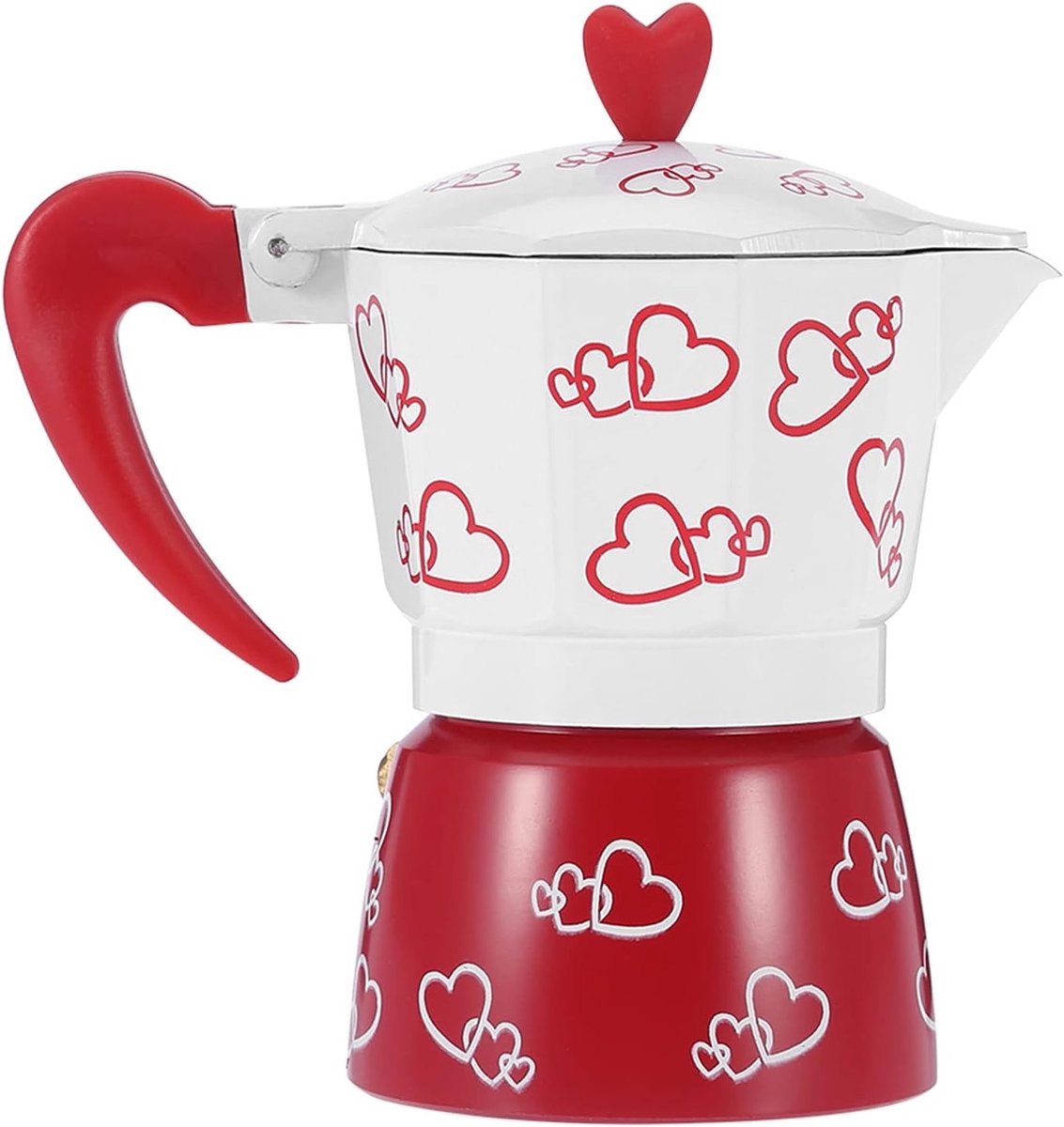 Robuuste koffiepot met hartjesprint van aluminium voor thuis en op kantoor - ideale percolator voor koffie liefhebbers