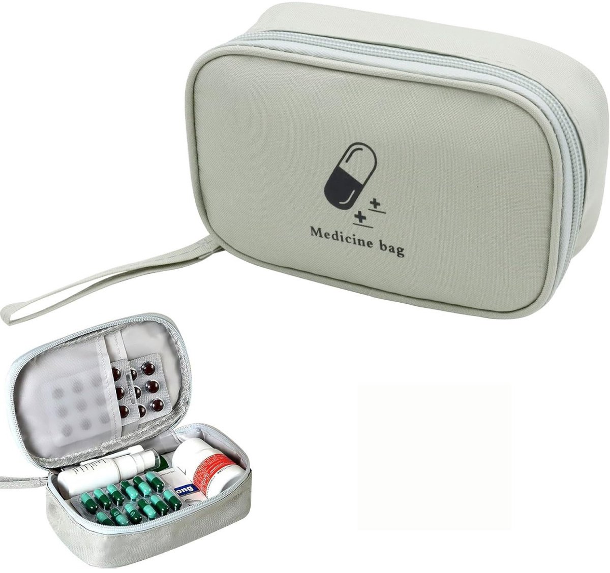 Cuhostki - Medicijntas - 600D Oxford Stof - Lichtgrijs - Klein - Voor Thuis-Reizen-Outdoor