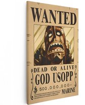 Artaza Canvas Schilderij God Usopp - 40x60 cm - One Piece Wanddecoratie - Anime Muurdecoratie Slaapkamer - Wanted Poster Decoratie