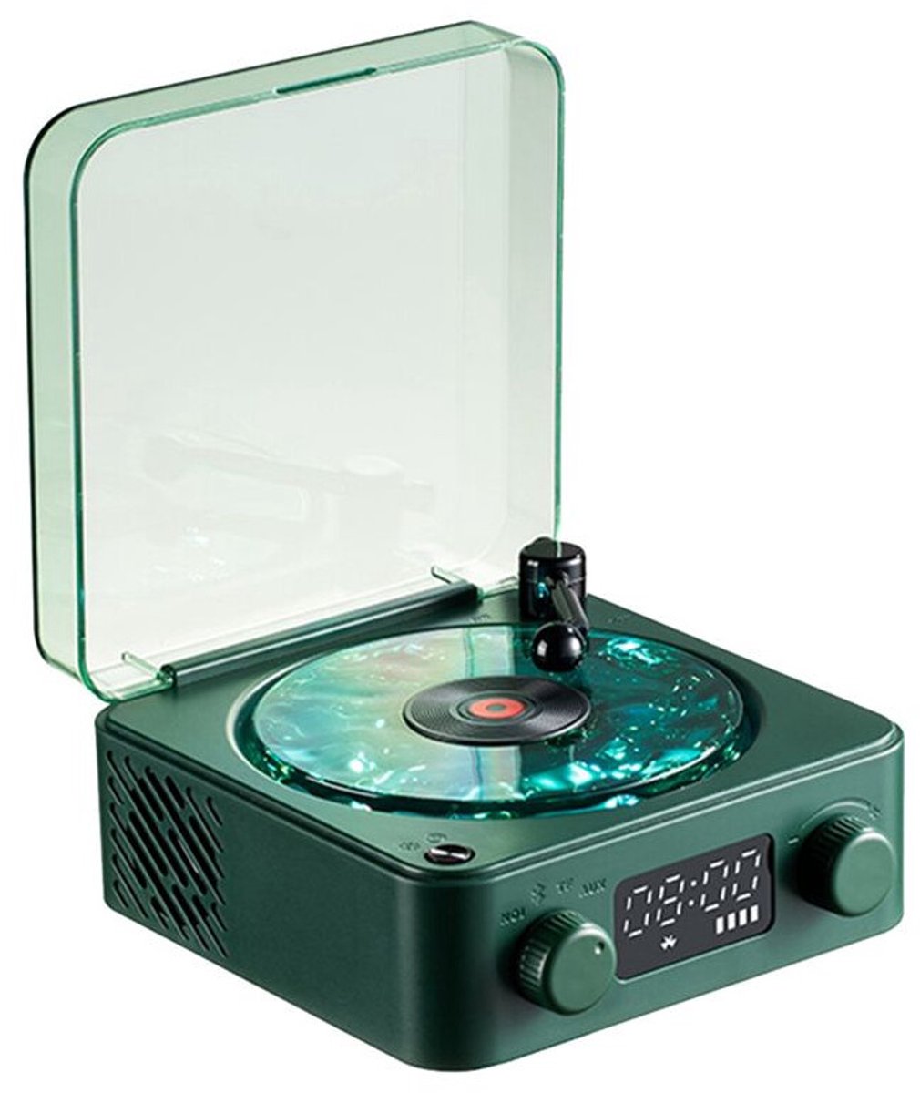 Retro luidspreker in de vorm van een golfvormige vinylplaat Geschikt voor RGB-sfeerverlichting, vintage draaitafeldesign, het perfecte kerstcadeau.