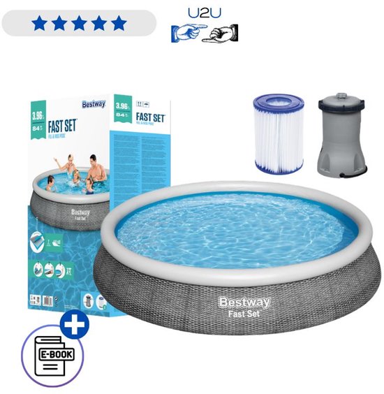 Bestway opzetzwembad 396x84 cm met filterpomp voor de tuin