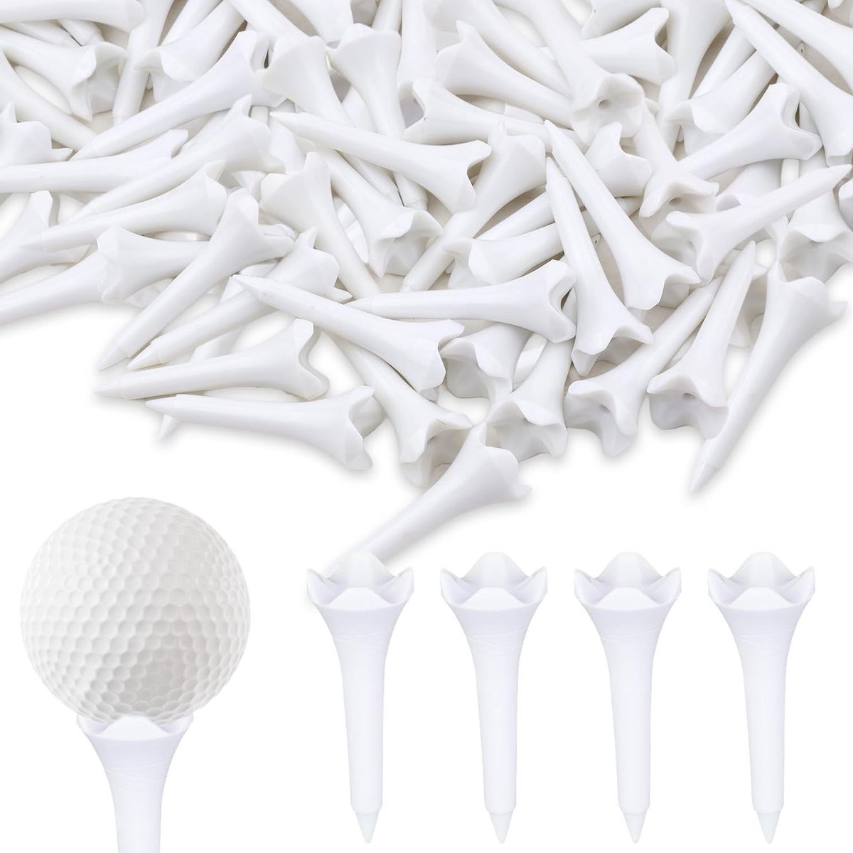 30 stuks korte golftees van kunststof voor verbeterde duurzaamheid, stabiliteit en minder zijspin