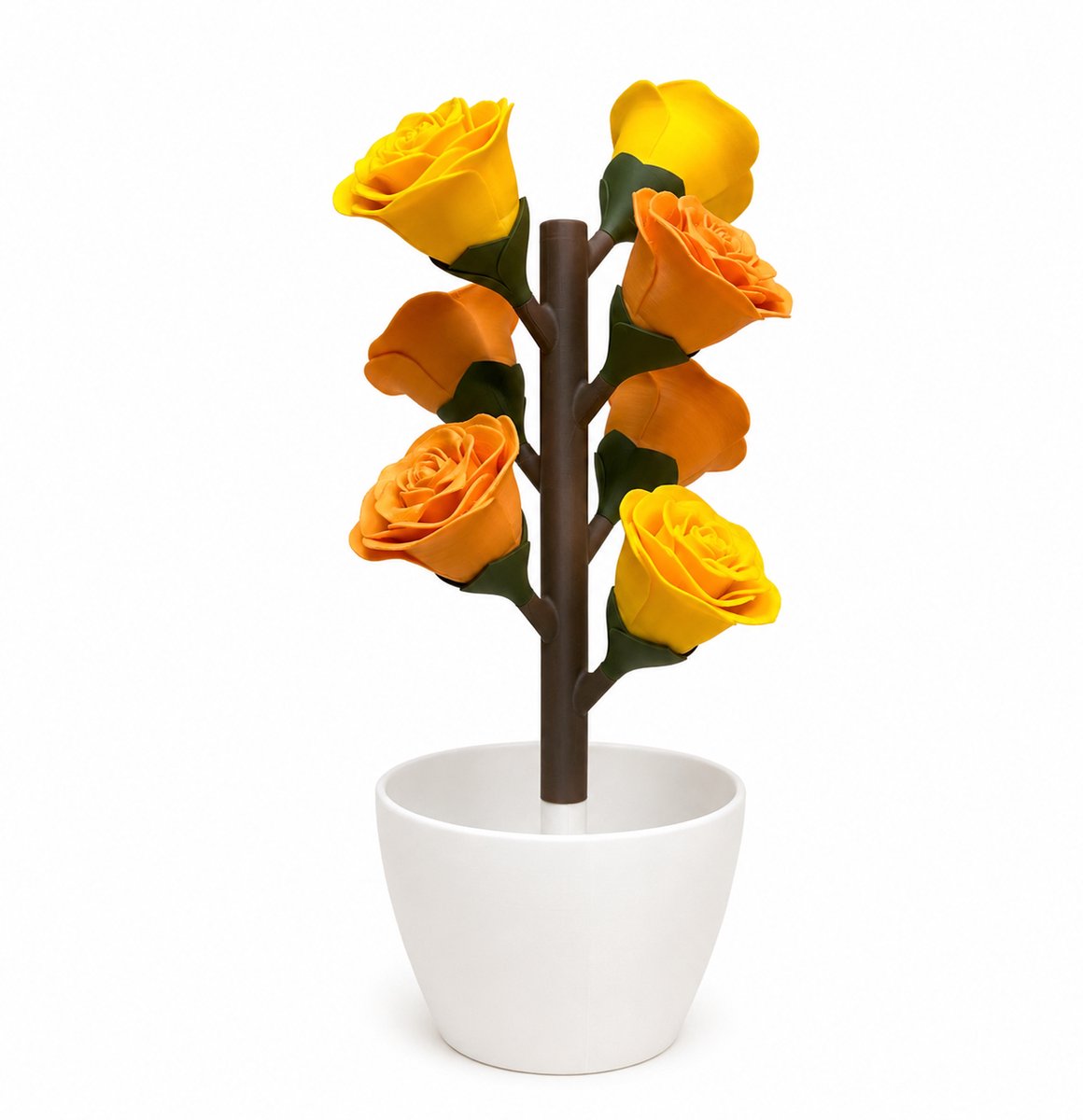 Roos Pillendoosje – 3D Geprint Week Pill Organizer met Magnetische Bloemen – Medicatie Box 7 Dagen (Oranje - Geel)