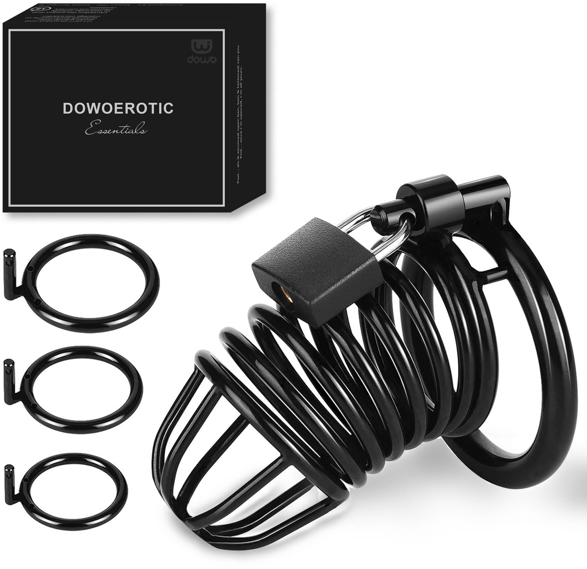 DOWO® - Kuisheidskooi - Black Panther - Metaal - Peniskooi - Kuisheidskooi voor Mannen - Chastity cage - Staal – Zwart - 3 Maten