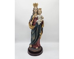 Maria met kind Jezus op haar arm - beeld 40 cm - Madonna en Jezus Christus dragen kronen - op console - materiaal polystone - religieus beeld