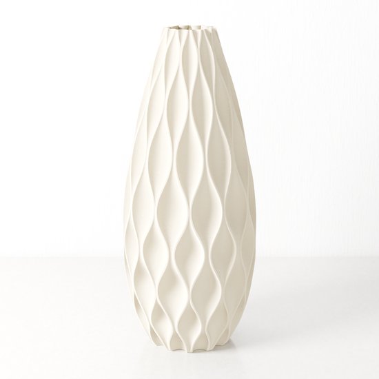 Fleuriek - Grote Vaas - Beige - H50 cm - Vaas voor zijdebloemen - Luxe vaas gemaakt van duurzaam kunststof - Unieke decoratieve vaas met patroon