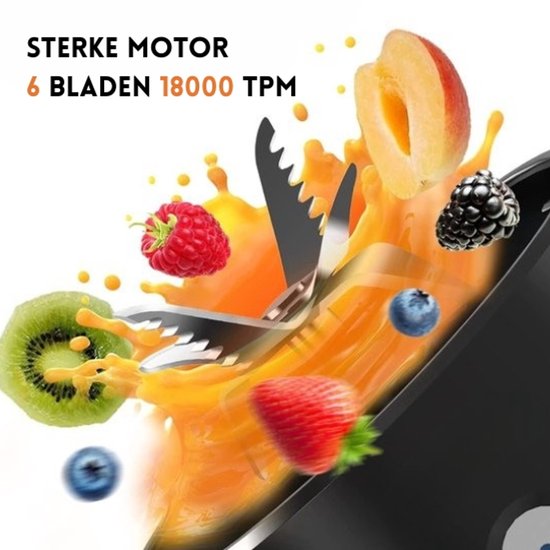 Intelectro Mini Blender To-Go - Draagbare Blender - Krachtig, Draadloos en Veilig in Gebruik! - Perfect voor Smoothies, Shakes, Sappen en Meer! - 530ml - 150W - zwart - Levering sneller dan Aangegeven! van Merkloos — afbeelding 4