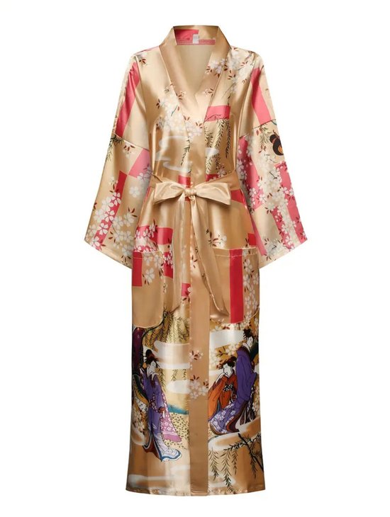 Nivard Badjas Dames - Kimono - Kamerjas - Ochtendjas - Pyama - Champagne - XXL