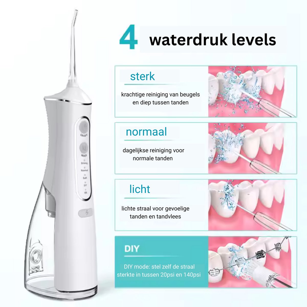 KHYR JetFloss i2 - Draadloze waterflosser met 4 modi thumbnail 4