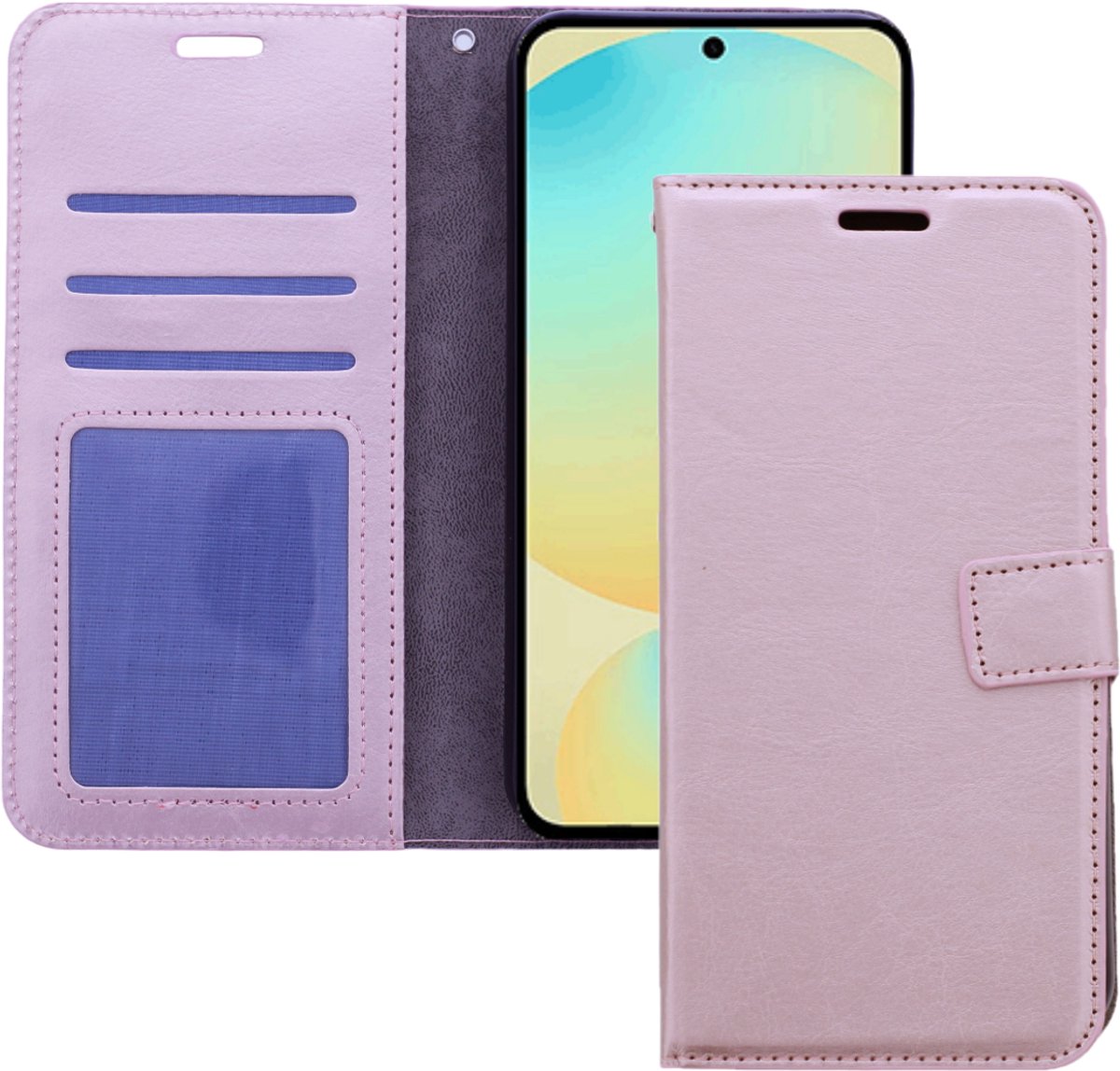 Bookcase Geschikt voor: Samsung Galaxy S25 Rosegoud - portemonnee hoesje - ZT Accessoires