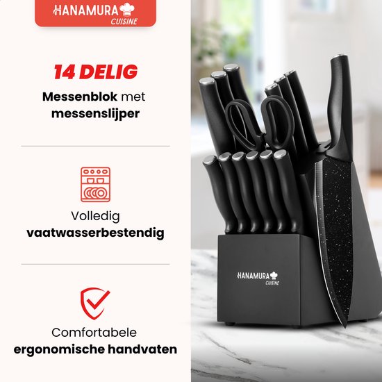 5-delige professionele messenset met messentas - Roestvrij staal, gesmeed uit één