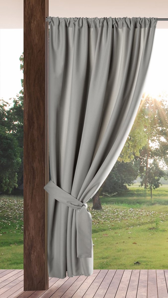 Ibenzoa Tuin- en Terrasgordijn voor Optimale Bescherming en Privacy, Waterdicht en Weerbestendig, Lichtgrijs, 155 x 200 cm