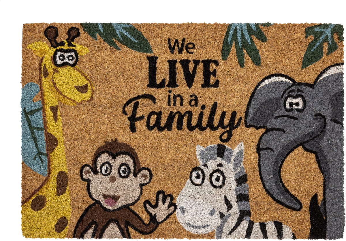 Home & Deco kokos deurmat We live in a Family 60x40x2cm