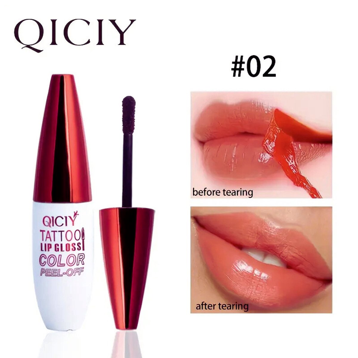 Tattoo Lipgloss - Peel-off Lipkleur NR02 (QICIY )