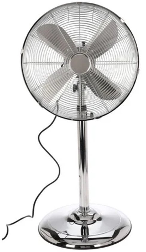Staande Ventilator 60W Verstelbaar 110-130 cm Stil 4 Sabelbladen Oscillerend Verchroomd Metaal
