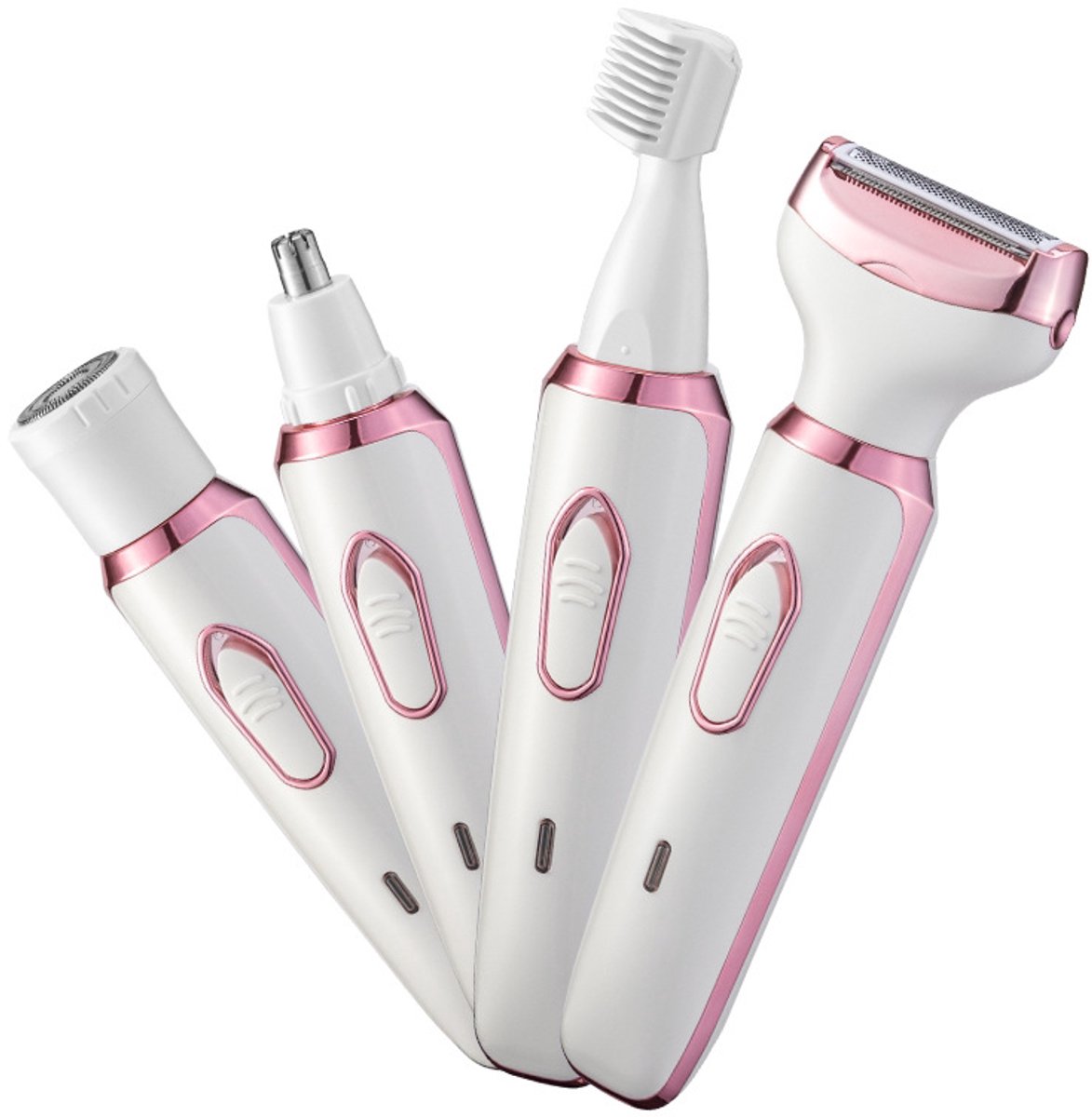 Elektrisch Ladyshave, Draadloos 4-in-1 Elektrisch Scheerapparaat voor Dames, Oplaadbaar Pijnloos Scheerapparaat Bikinitrimmer Nat en Droog Ontharen voor Gezicht Benen Oksel, Neus en Wenkbrauw