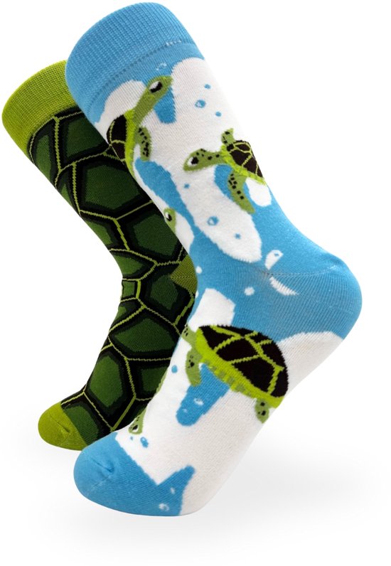 clins d'oeil | Chaussettes tortues | Taille 36-41 | 2 chaussettes différentes avec tortue | Animaux