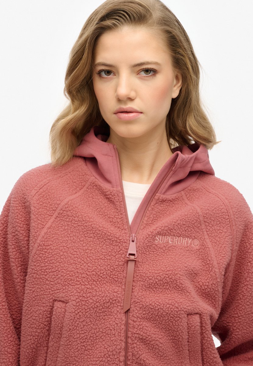 Superdry Active Tech Fleece hoodie met lange rits Dames Hoodies Weathered Rose