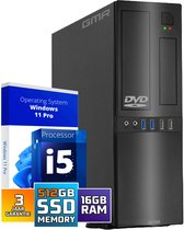 GMR Office Desktop-PC | Intel Core i5 | 16 GB DDR3 | 512 GB SSD | DVD±RW | USB3 | WiFi 600 en Bluetooth 5 | Windows 11 Prof. 64-bit | Multimediacomputer met 2 jaar garantie!
