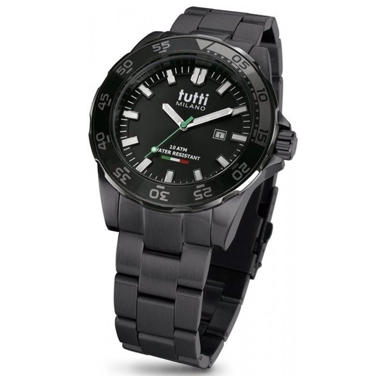 Tutti Milano TM900SNOP- Horloge - 42 mm - Zwart - Collectie Corallo Steel