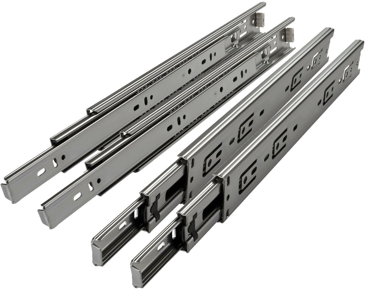 2 Paar (4 stuk) Volledig uitschuifbaar Ladegeleider KV1-45-H45-L550-NF Lengte 550 mm Draagkracht 45 kg gegalvaniseerd van SOTECH