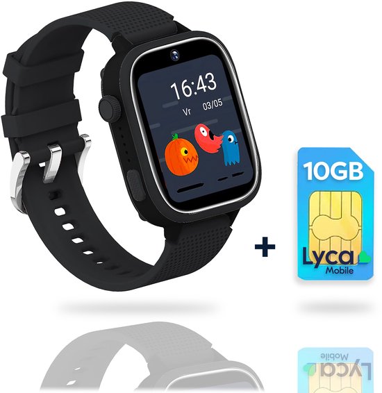 AngelTech Kinder SmartWatch Ultra – Incl. 10GB Data + Onbeperkt Bellen en SMS in NL - Gps Horloge Kind – 4G - Smartwatch Kinderen - Slim Size - Inclusief Simkaart - GPS Tracker Kind - 1GB RAM – 8GB ROM - Smartwatch Kids – School Mode – Zwart