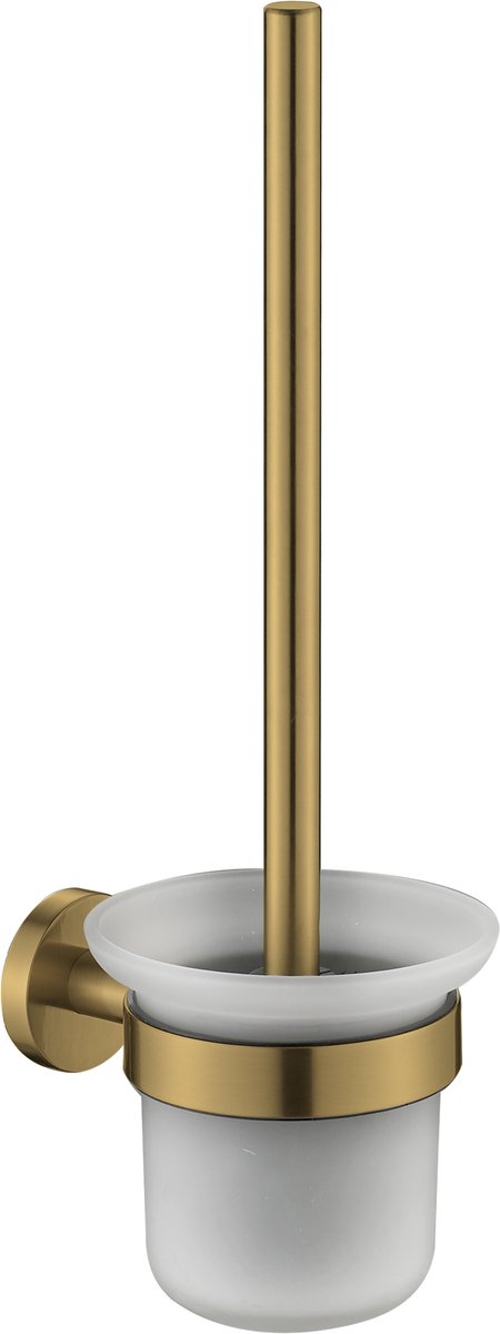 Plieger vigo wc borstel - toiletborstel met houder glas - wandhouder - 10 jaar garantie - geborsteld goud
