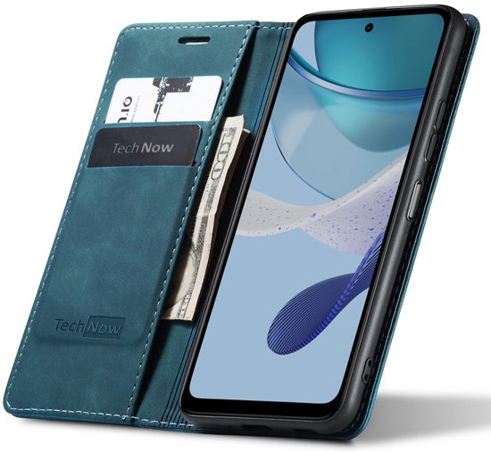 Oxford Stof en PU Leren Fliphoesje Compatibel met Fairphone 4, Stevige Beschermhoes met Kaartsleuven en Magnetische Sluiting (Blauw