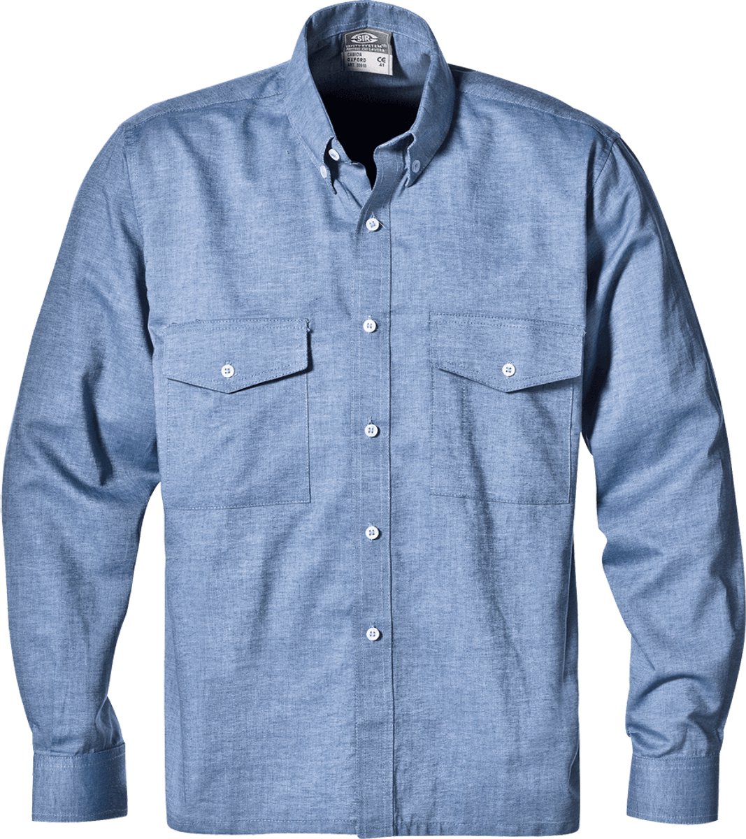SIR SAFETY OXFORD LONG SLEEVE Lange mouw Werkshirt HEREN Donkerblauw - 100% Katoen - 130 g/m² - Borstzakken