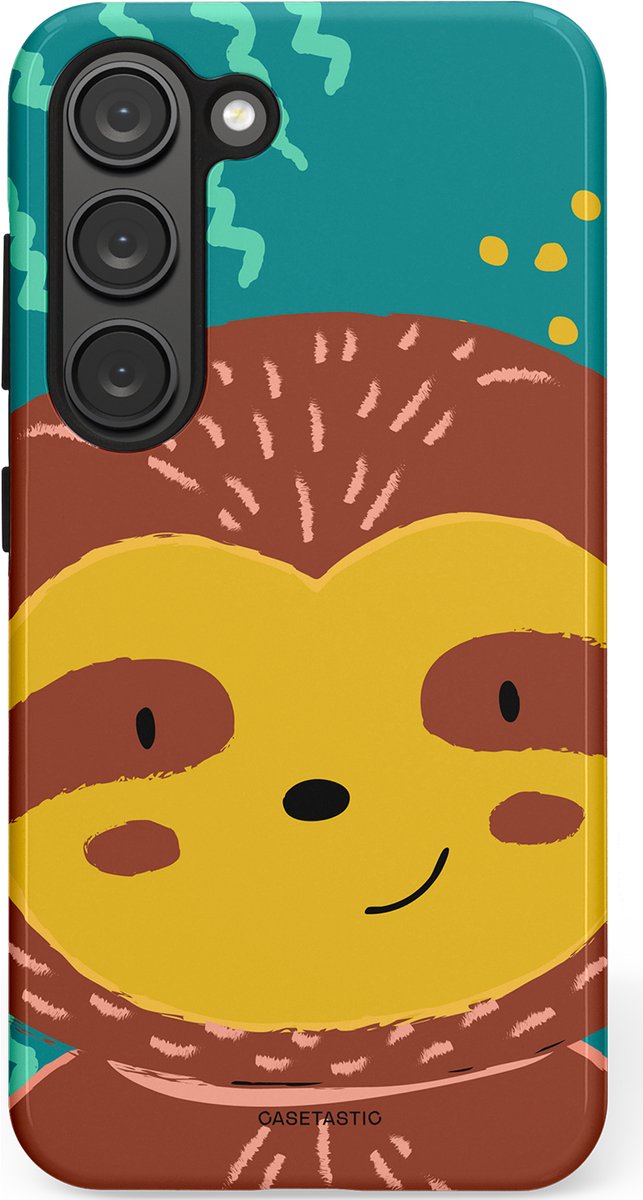 Casetastic Hoesje Geschikt voor Samsung S23 - Stijlvolle Beschermende Duo-layer Case - Vrolijke luiaard