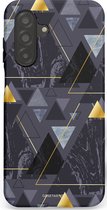 Casetastic hoesje geschikt voor Samsung Galaxy A26 - Dubbellaagse bescherming - Zwart Goudpatroon - Fashion Case - Donkergrijs Grijs Goud