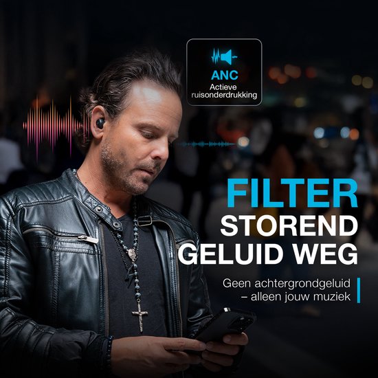 JLab Go POP ANC Draadloze Oordopjes - Noise Cancelling Oortjes - Bluetooth Multipoint - 24 uur Batterijduur - Met Microfoon - Draadloos - Geschikt voor Android en Apple - Zwart