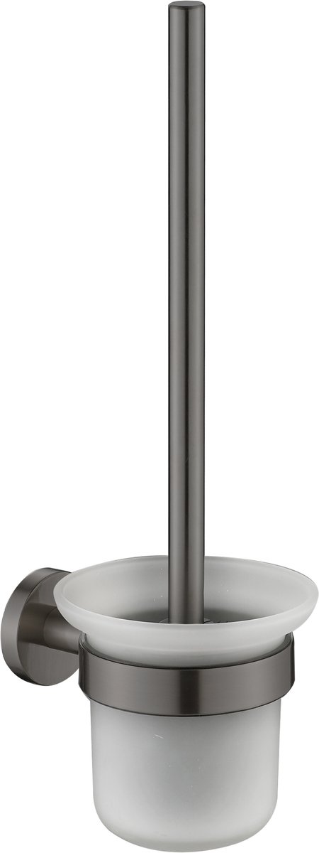 Plieger vigo wc borstel - toiletborstel met houder glas - wandhouder - 10 jaar garantie - geborsteld gunmetal