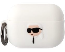 Karl Lagerfeld Karl Head 3D - AirPods Pro 2 Etui - Wit - Siliconen - 3D Design